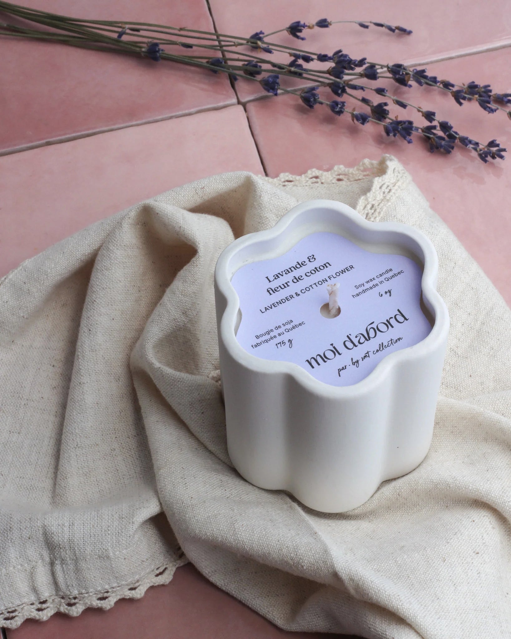 Bougie de soja Fleur - Lavande & Fleur de coton - Moi D'abord - 175g